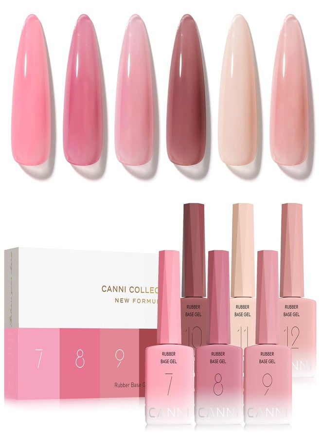 CANNI Rubber Base Gel Set - 6 Colors Pink Nude Builder Nail Gel for Nail Strengthening, Soak Off UV LED for Natural Nails, DIY Manicure Salon Use Women & Girls - Image 1